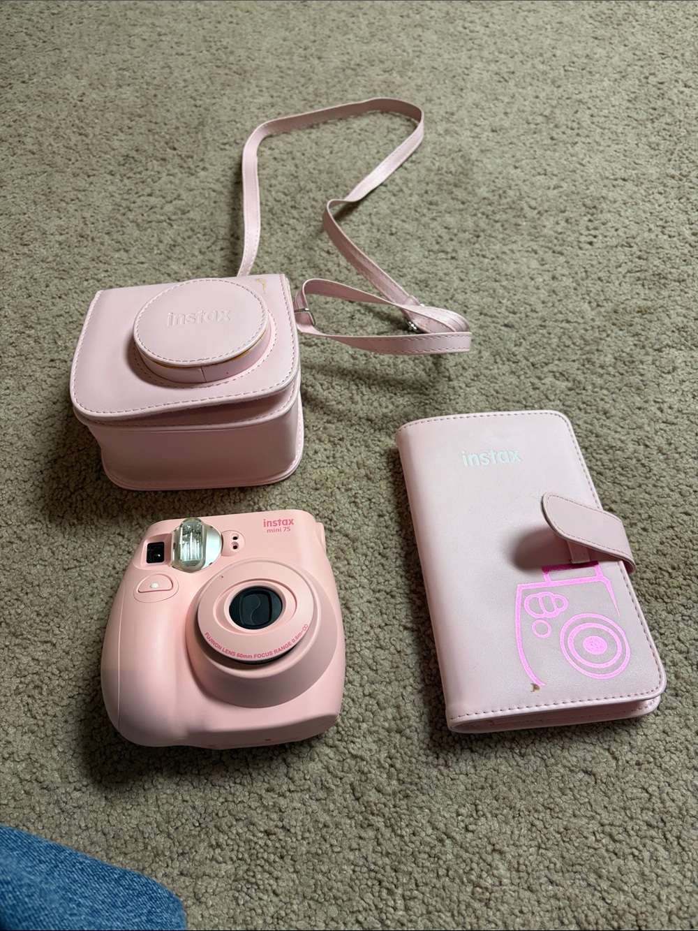 Instax Mini Pink Instant Camera with Matching Case & Album